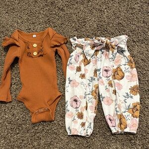 Floral and Rust Kids Bottoms Set